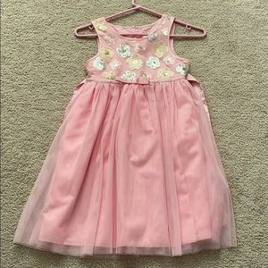 Girl Pink flower sequins dress